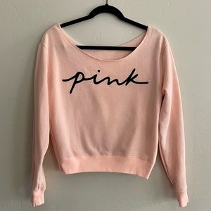 🍒3/$50~ NEW PINK off the shoulder/open neck sweatshirt~small